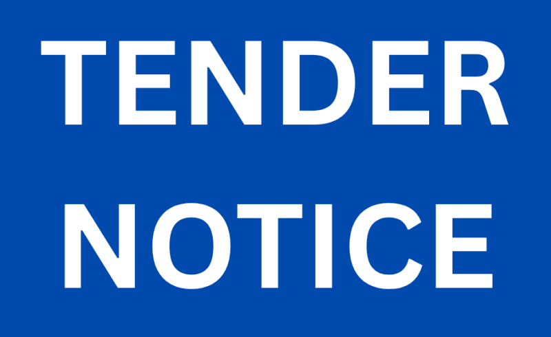 blue background with white text that says tender notice.