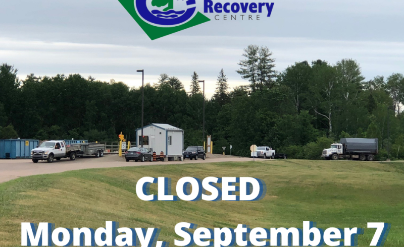 OVWRC scalehouse in background with text CLOSED Monday, September 7